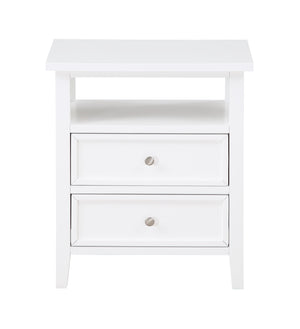 English Elm Weston Solid Wood White 2-Drawer Nightstand with Open Shelf, Dovetail Drawers & Nickel Knobs B050P376947