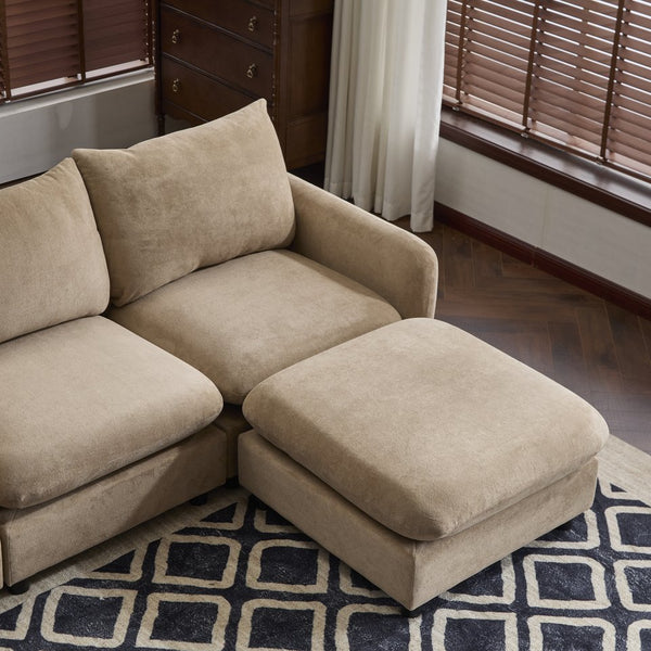 English Elm Christopher Knight Home® - 99 In. L Shaped Modular Velvet Sectional Sofa Set With Ottoman - Stylish Comfort For Any Space N773IS00004N