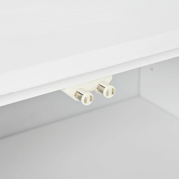 English Elm Buffet Modern White Sideboard Cabinet with Carved Doors, 4 Adjustable Shelves, 220lb Top Load W2696P279968