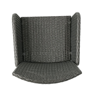 English Elm Christopher Knight Home® - ANAYA Outdoor Wicker Barstool Set of 2 — Weatherproof PE Wicker with Powder-Coated Iron Frames Grey 58896.00GRY