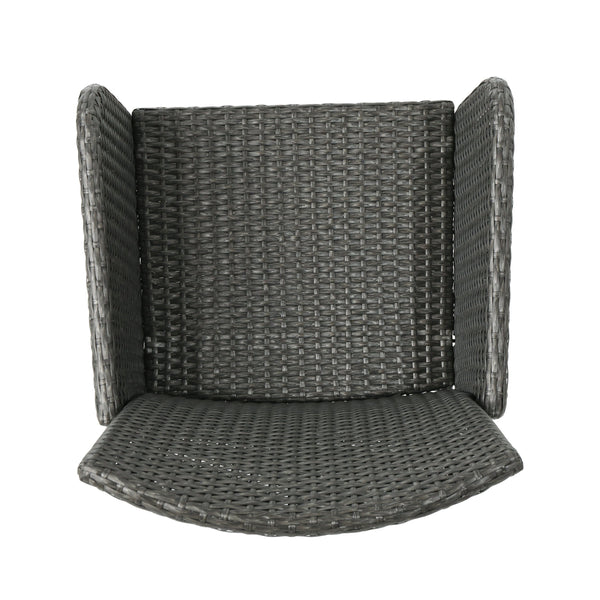 English Elm Christopher Knight Home® - ANAYA Outdoor Wicker Barstool Set of 2 — Weatherproof PE Wicker with Powder-Coated Iron Frames Grey 58896.00GRY