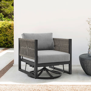 English Elm Mareike Outdoor Swivel Glider Chair Rust Proof Aluminum Frame Patio Lounge Seating Gray B2736P464906