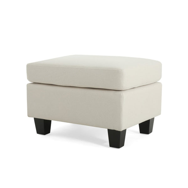English Elm Upholstered Compact Ottoman with Birch Legs Padded Footrest for Living Room Decor Beige N757P377351I