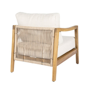 English Elm Outdoor Acacia Wood Club Chair Rope Back Teak Finish Patio Lounge Seat N768P383070T