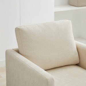 English Elm 30.7"W Square Swivel Accent Chair with Wavy Chenille Upholstery, Solid Wood Frame, 360° Comfort Lounge Beige W3188P280020