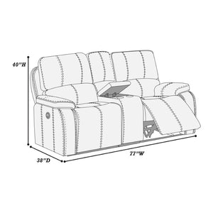 English Elm Modern Power Reclining Loveseat with Usb Charging Console and Leather Look Upholstery B011S02329