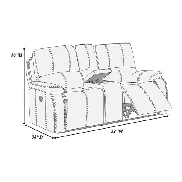 English Elm Modern Power Reclining Loveseat with Usb Charging Console and Leather Look Upholstery B011S02329