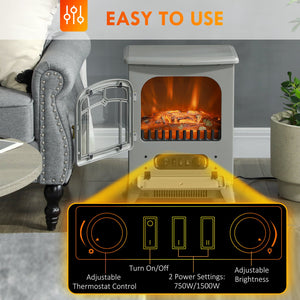 English Elm Homcom 22" Electric Fireplace Heater - Stylish Freestanding Stove With Realistic Led Flames & Safety Features W2225P249840