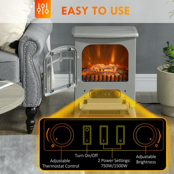 English Elm Homcom 22" Electric Fireplace Heater - Stylish Freestanding Stove With Realistic Led Flames & Safety Features W2225P249840