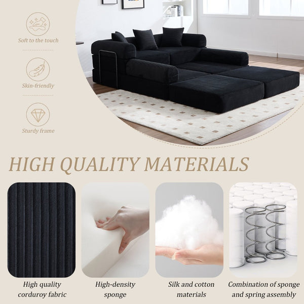 English Elm United We Win Convertible Folding Sofa Bed - Plush Corduroy, Memory Foam Comfort For Any Room! W1568S00248-GIGA