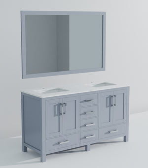 English Elm Dark Grey Double Bath Vanity With Carrara Marble Top & Mirror - Stylish Storage For Your Bathroom Upgrade B2731S00697