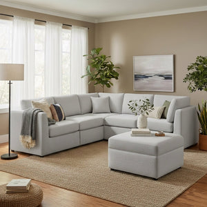 English Elm Chauncy Six Piece Modular Sectional Gray Performance Fabric Family Room Sofa Set B050S00038