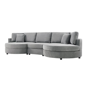 English Elm Christopher Knight Home® - 3-seater Curved Chenille Sofa with Plush 7.5" Seat Cushions and Two Pillows for Stylish Living DARK GREY N763S000020R