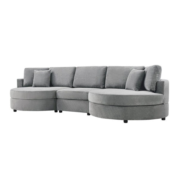 English Elm Christopher Knight Home® - 3-seater Curved Chenille Sofa with Plush 7.5" Seat Cushions and Two Pillows for Stylish Living DARK GREY N763S000020R