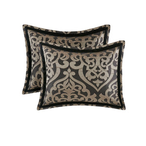 English Elm 8PCS King Jacquard Comforter Set with Damask Texture, Embroidered Decorative Pillows & Shams Black 23.62 L x 19.29 W x 12.2 H B035P341092