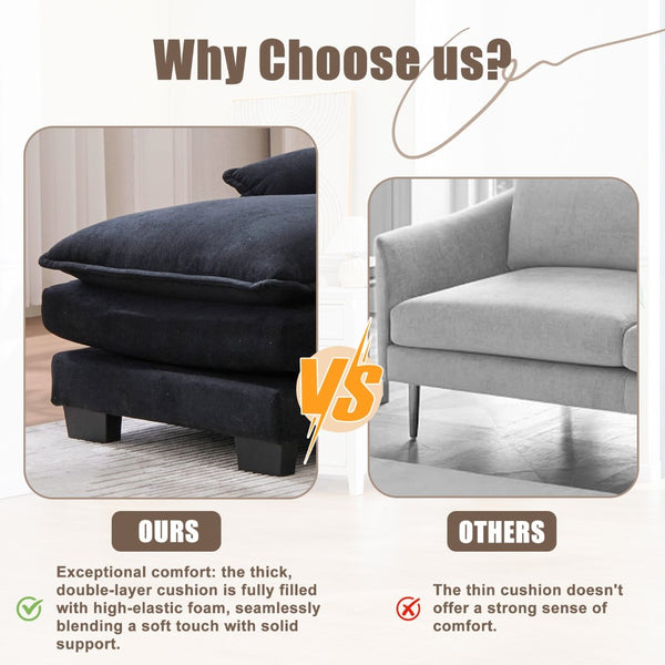 English Elm United We Win U-Shaped Cloud Couch, 110" Chenille Modular Sectional Sofa With Memory Foam & Storage W1568S00217-GIGA