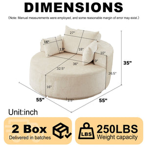 English Elm 55''l 55'l Chenille Foam Swivel Lounge Chair Plush 360 Rotation Modern Seating for Any Room W834S00595