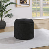 OSP Home Furnishings Erindale Round Storage Ottoman Onyx