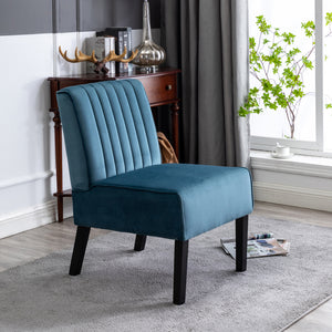 English Elm Reese Mid Century Modern Velvet Accent Chairs Set of 2 — Channel Tufted Comfort with Solid Wood Legs and Luxurious Upholstery Blue B2735P271031