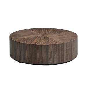 English Elm 35.43 Modern Round MDF Coffee Table Drum Centerpiece for Living Room Apartment Walnut Finish, No Assembly Required W2582P188320