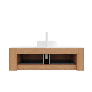 English Elm Dina 48" Wall-Mounted Floating Bathroom Vanity With Curved Edges, Soft-Close Drawers & Sink W2615S00108