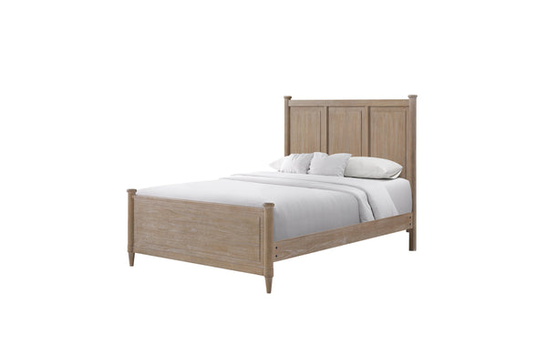 English Elm Mindi Twin Bed with Mindi Veneer Panel Headboard, Tapered Legs, Durable Solid Wood Frame, Calm Finish Sand 81.25 L x 8 W x 5.5 H B2699S00086
