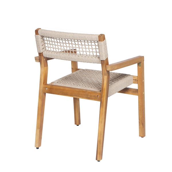 English Elm Christopher Knight Home® - Outdoor Rope Woven Acacia Dining Chair Set with Breathable Backrest and Durable Weather‑Resistant Wood Teak 39.5 L x 24.25 W x 10.25 H N776P247440T