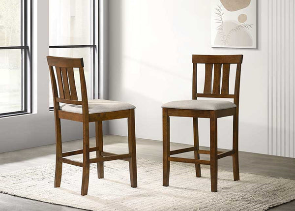 English Elm Beautiful Counter Height 2Pc Dining Chairs Set - Solid Wood Side Chairs, Ergonomic Seats, Rustic Finish Cherry 39 L x 9.1 W x 17.9 H B011P232904