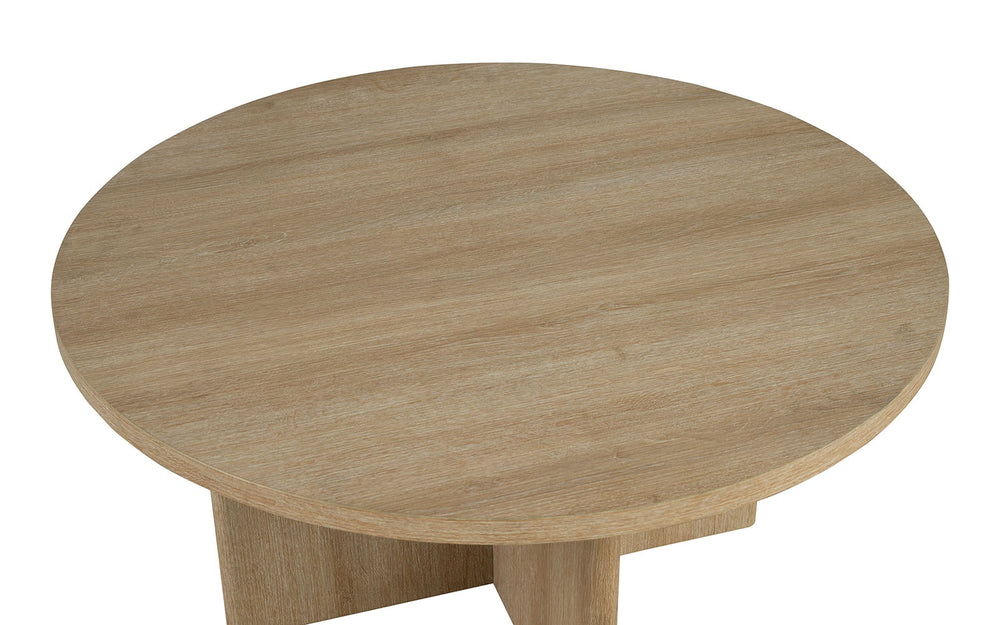 English Elm Contemporary 3-Piece Table Set: Round Coffee & End Tables With Cross-Arch Base In Natural Finish B2741P395117
