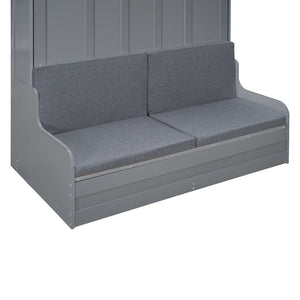 English Elm Queen Murphy Wall Bed with Integrated Chair Espresso Cabinet for Studio Apartments Gray LP000791AAE-3