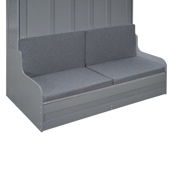 English Elm Queen Murphy Wall Bed with Integrated Chair Espresso Cabinet for Studio Apartments Gray LP000791AAE-3