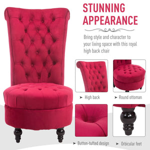 English Elm Chair Velvet Tufted High Back Armless Accent Retro Sculptural Living Room Seat T3971P383680
