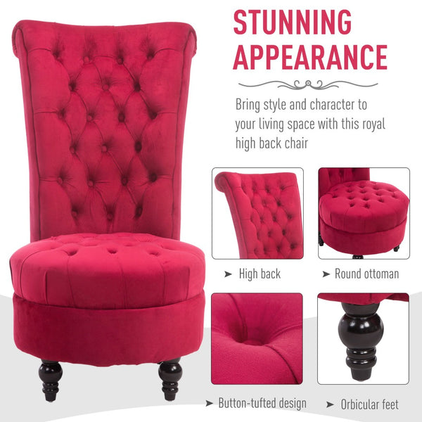 English Elm Chair Velvet Tufted High Back Armless Accent Retro Sculptural Living Room Seat T3971P383680