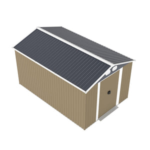 English Elm Campcraft 8x12 Outdoor Metal Storage Shed Lockable Weatherproof Backyard Tool House Brown W1598S00043