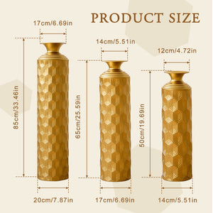 English Elm 39.4" Handcrafted Rattan-textured Pvc Tall Floor Vase Boho Entryway Sculptural Accent Gold W2796P446239