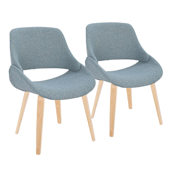 English Elm Fabrico Mid-Century Modern Accent Chairs - Elegant Blue Fabric & Natural Wood, Set Of 2 For Dining B202S01221