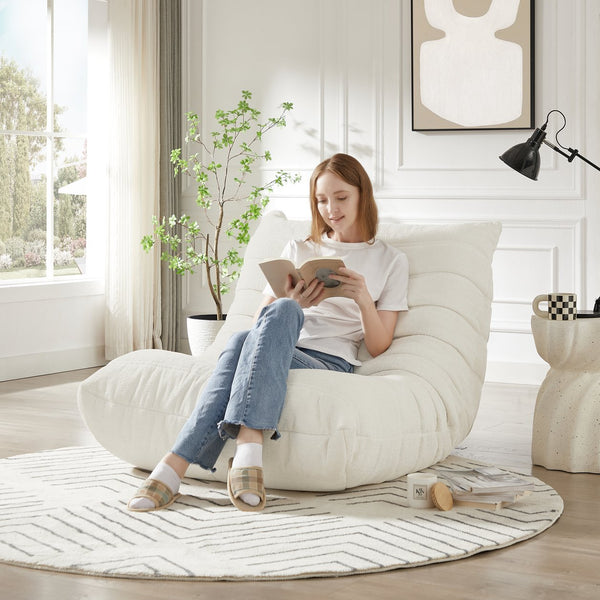 English Elm Fireside Chenille Floor Chair — Plush Armless Lounge Sofa, High-Resilience Foam, Lightweight, Non-Slip Comfort W791P241292