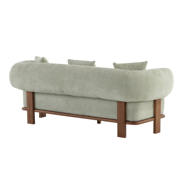 English Elm Round Arm Curved Sofa Plush Upholstered Mid-century Living Room Lounge Seating Light Green N771P270523L