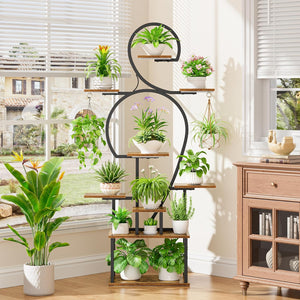 English Elm Plant Stand Indoor 8-Tier 64" Tall with Built-In Grow Light, Sturdy Metal Shelves for Stylish Green Displays W3101P314624 W3101P314624