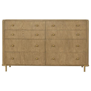 English Elm Stevie Mid-Century Modern 3-Piece Bedroom Set In Sand Wash/Grey With Jewelry Shelf & Brass Accents B062S01171-GIGA