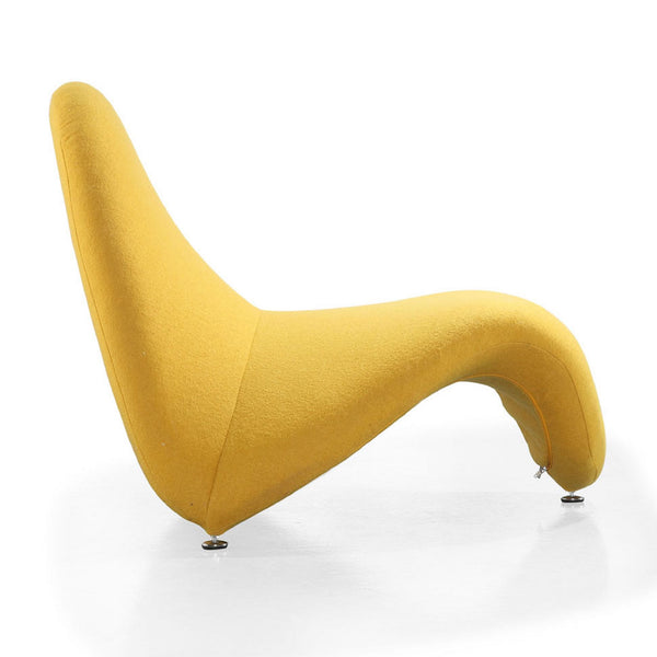 English Elm MoMa Wool Blend Accent Chair with Abstract Tongue Design, Metal Geometric Legs, Plush Comfort Yellow B365P397995