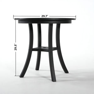 English Elm 3-Piece HDPE Outdoor Dining Set with Round Table and 2 Armless Chairs, Weatherproof Compact Bistro Black W3566S00019