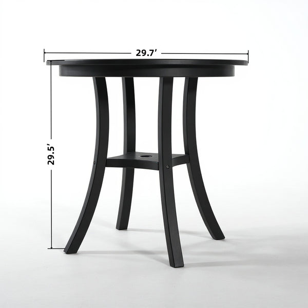 English Elm 3-Piece HDPE Outdoor Dining Set with Round Table and 2 Armless Chairs, Weatherproof Compact Bistro Black W3566S00019