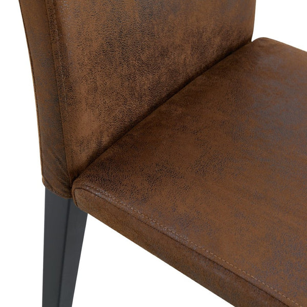 English Elm Four Modern Upholstered Dining Chairs Brown Faux Leather Foam Cushion Metal Legs W1151P357625