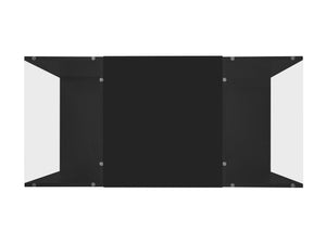 English Elm U-Can LED Coffee Table with Glass Top, 16-Color Bluetooth APP Lighting, Hidden Drawers & Open Storage Black N724P290056B