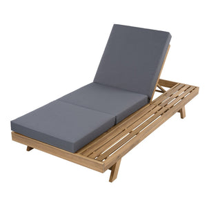 English Elm Lounge Chaise Outdoor Acacia Wood Slatted Frame with Water Resistant Cushion Resort Style Dark Gray,Light Brown N770P442L26G