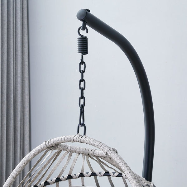 English Elm Grheavy-duty Iron Egg Chair Pe Rattan Woven Swing Seat for Patio or Living Room W2920P281903