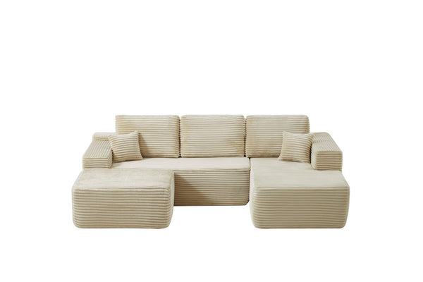 English Elm 104''cloud Modular U-shaped Sectional Plush Corduroy Deep Seat Sofa for Living Room W3975S00030