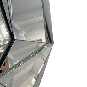 English Elm Diamond Frameless Beveled Wall Mirror Sculptural Silver Glass Accent for Any Room W3836P409964