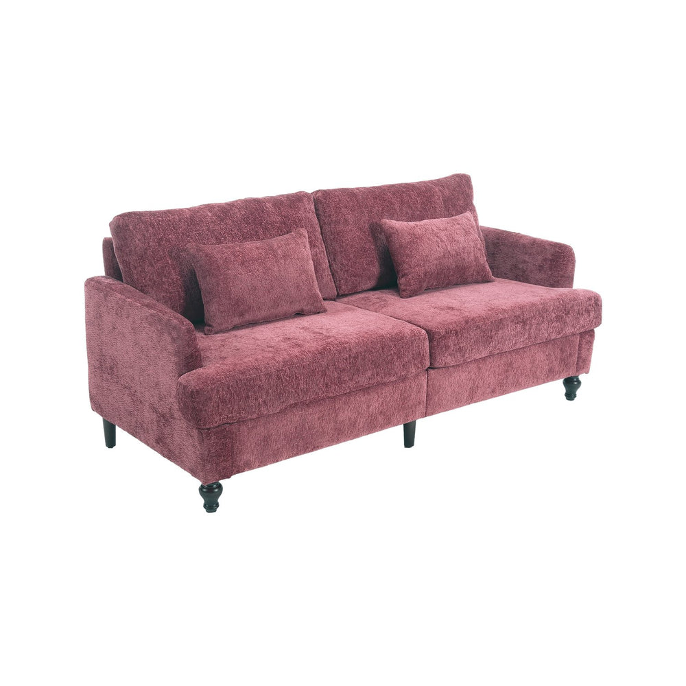 English Elm Mid Century Modern chenille loveseat with solid wood frame, detachable cushions, breathable fabric couch WINE RED W395P151897